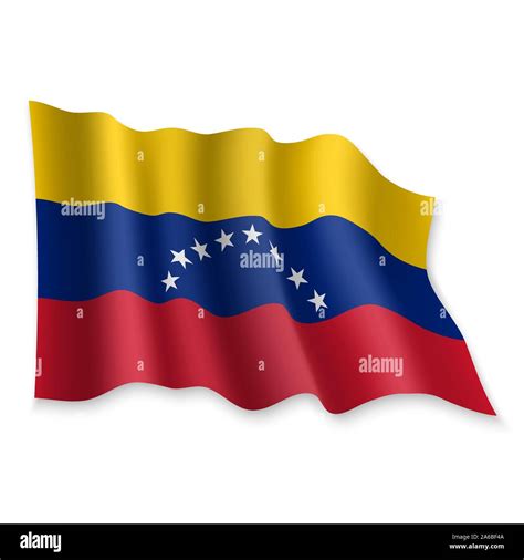 3d Realistic Waving Flag Of Venezuela On White Background Stock Vector