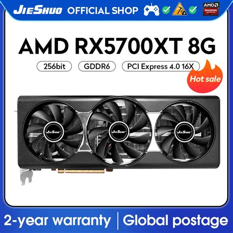 JIESHUO Tarjeta Gr Fica Para Juegos AMD RX 5700XT 8GB 2560SP GDDR6 GPU