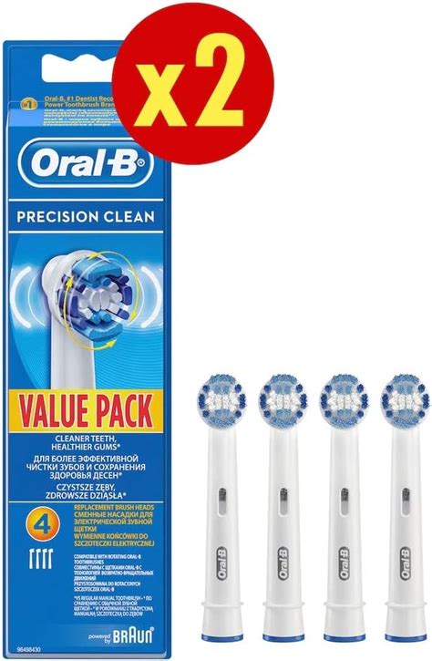 Genuine Original Oral B Braun Precision Clean Replacement Rechargeable Toothbrush Heads 8 Pack