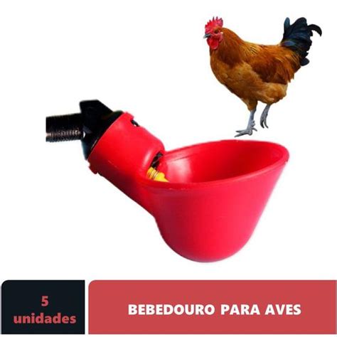 Kit 5 Bebedouros Para Frango Galinha Aves Enchimento Automático