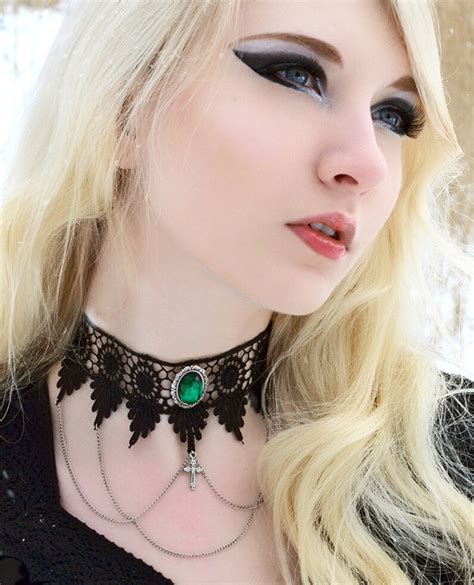 Victorian Gothic Choker Necklace Sapphire Blue Lace Choker Etsy