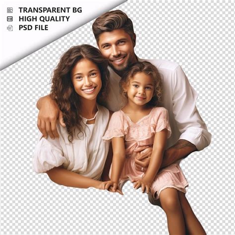 Família latina generosa estilo ultra realista fundo branco PSD