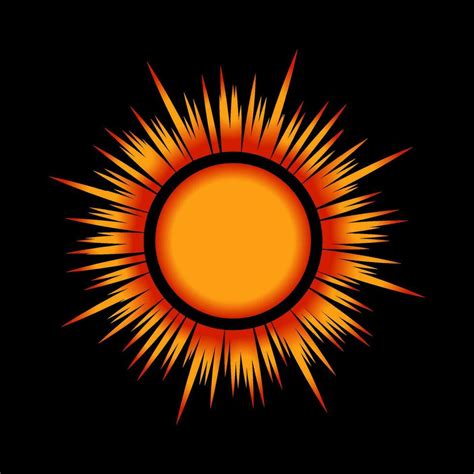 Sun with orange color on black background illustration. 27713733 Vector ...