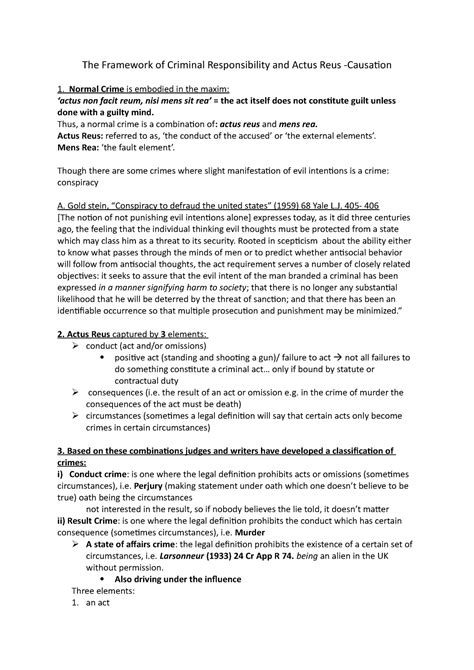 Causation Lecture Notes 2 The Framework Of Criminal Responsibility