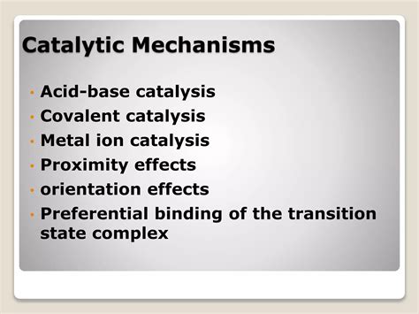 Mechanism Of Enzyme Catalysis Ppt