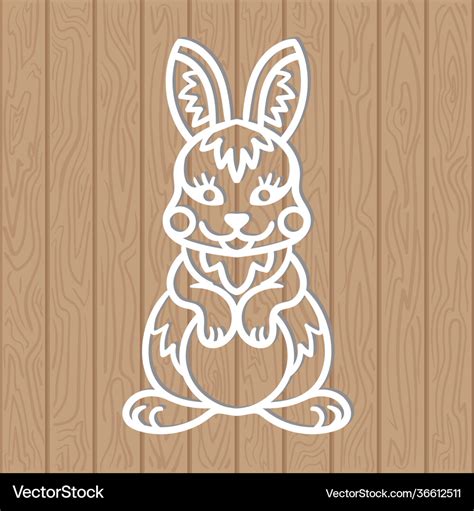 Laser Cutting Template Cute Easter Bunny Vector Image