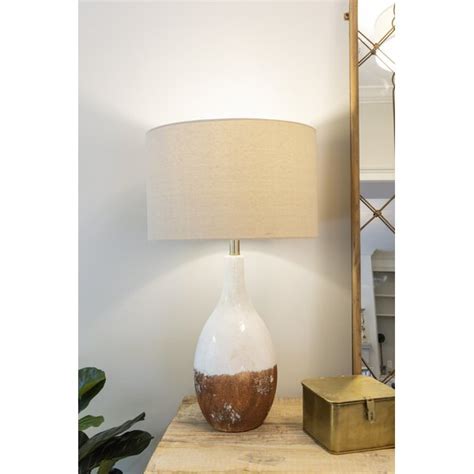 Union Rustic Lampe De Table En C Ramique Avec Abat Jour En Lin Le Pod