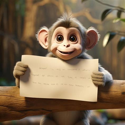 Premium Photo | Cartoon male monkey holding a paper sign