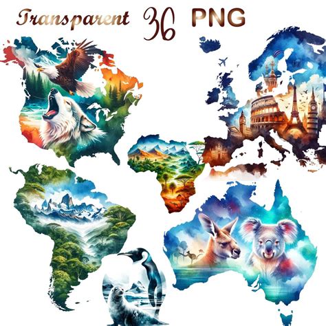 36 Continent Clipart, Continents Clipart, Continent Art, Continent Map ...