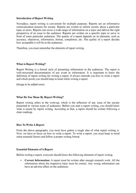 Introduction Of Report Writing Introduction Of Report Writing