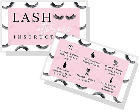 Lash Extension Aftercare Instructions Cards Pack X Inch