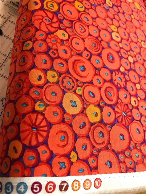 Kaffe Fassett Fabric Button Mosaic Pwgp182 Orange Spring Etsy