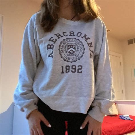 Abercrombie Fitch Women S Grey And Brown Sweatshirt Depop