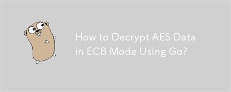 How To Decrypt AES Data In ECB Mode Using Go Golang Php Cn