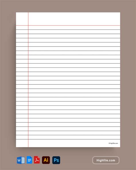 Printable A Lined Paper Template Word Google Docs Pdf Adobe