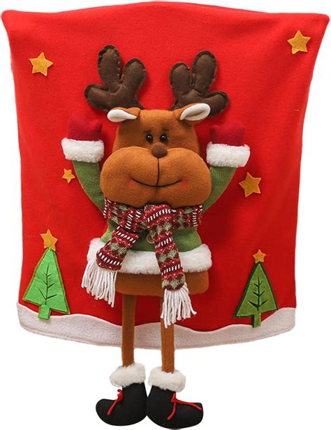 Festive Christmas Chair Back Cover Adorable Cartoon Santa Chair Back