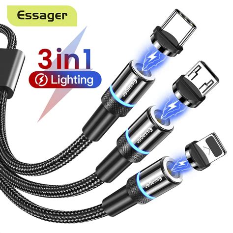 Essager Cable microusb magnético 3 en 1 para iPhone Samsung Android