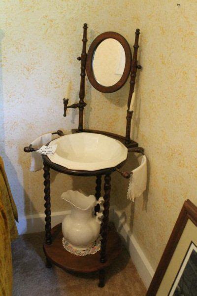 Lot 387 Vintage Wash Stand With Mirror Pitcher And Bowl Wash