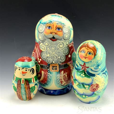 Russian Nesting Santas And Matryoshka