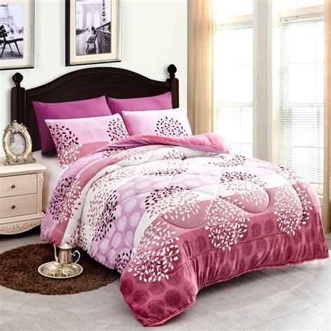 3 Piece Printed Fleece Sherpa Down Alternative Comforter Set Queen King