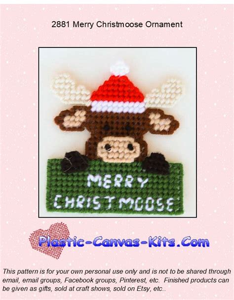 Merry Christmoose Ornament| Plastic-Canvas-Kits.com