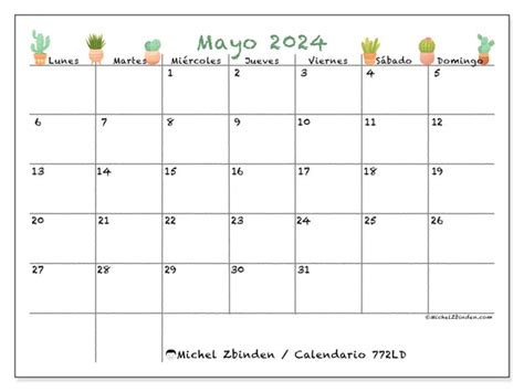 Calendarios Mayo 2024 Michel Zbinden ES