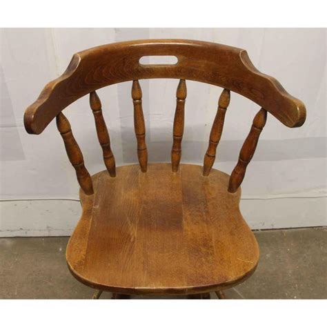 Traditional Wood Captain Swivel Bar Stools A Pair Chairish