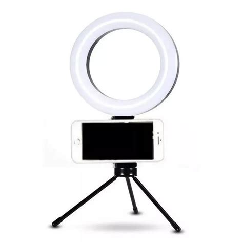 Ring Light De Mesa Iluminador De Led Tripé 6 Polegadas Suporte