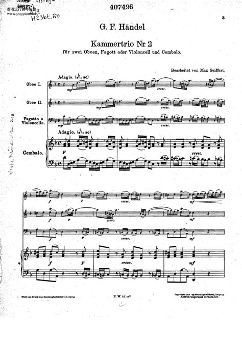 Georg Friedrich Handel Trio Sonata In D Minor Hwv 381 Sheet Music Pdf