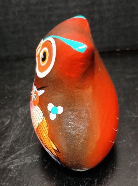 Vintage Hand Painted Tonala Pottery Owl Artist Signed Regin Ebay