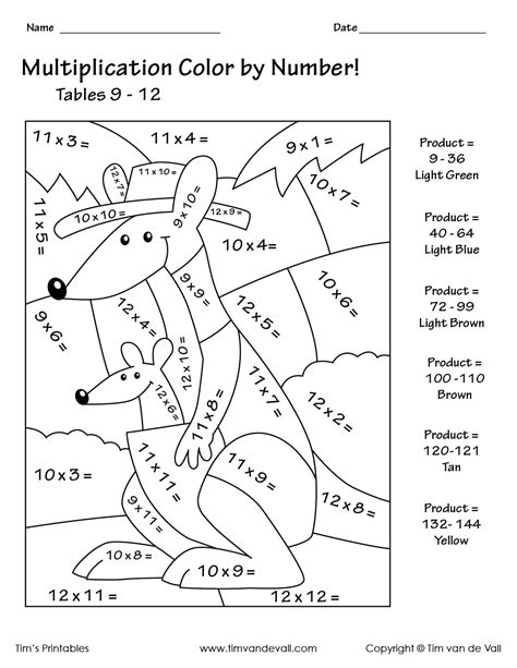 Printable Color By Number Multiplication Worksheets Pdf Tims Printables