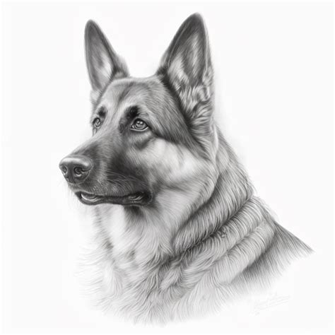 Premium Photo Pencil Sketch Of A German Shepherd Dog