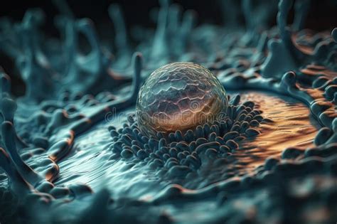 D Rendering Of Human Cell Or Embryonic Stem Cell Microscope Background