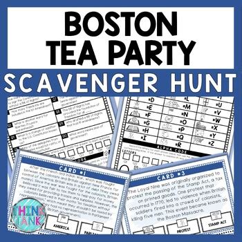 Boston Tea Party Scavenger Hunt Reading Comprehension Activity