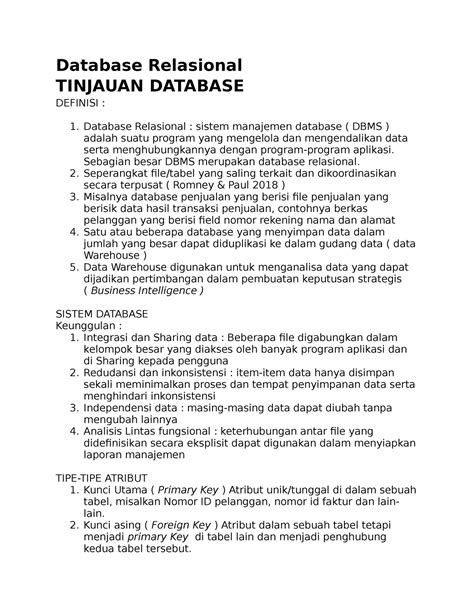 Database Relasional Sebagian Besar DBMS Merupakan Database Relasional