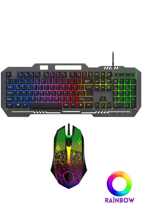 Rever Rainbow Led I Kl Metal Panel Gaming Oyuncu Klavye Mouse Seti