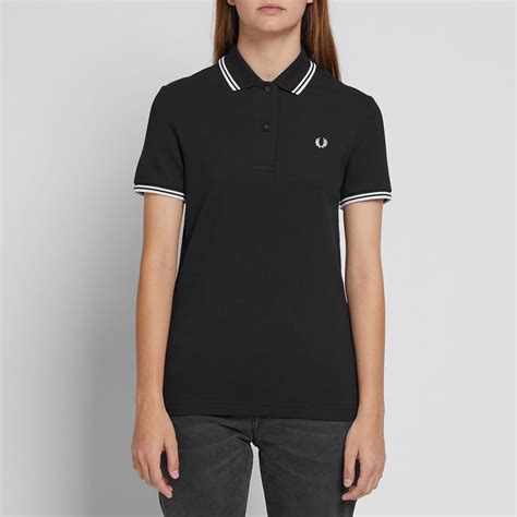 Fred Perry Womens Slim Fit Twin Tipped Polo Black And White End Us