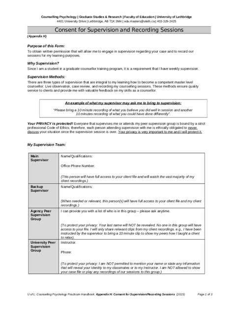 Sample Clinical Supervision Contract Date Doc Template Pdffiller