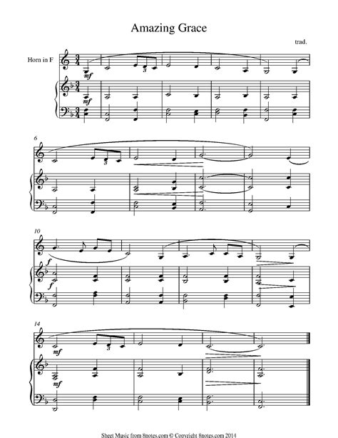 Amazing Grace For French Horn Free Sheet Music For French Horn