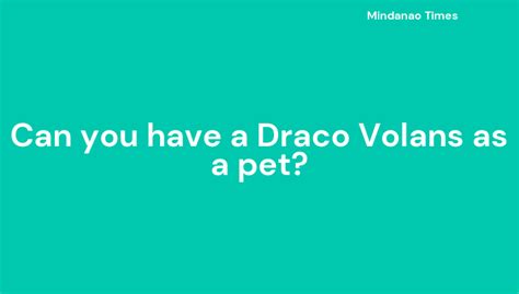 Can you have a Draco Volans as a pet?