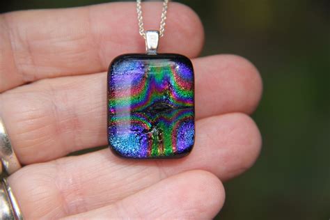 Multi Coloured Dichroic Glass Pendant Dichroic Glass Etsy Glass