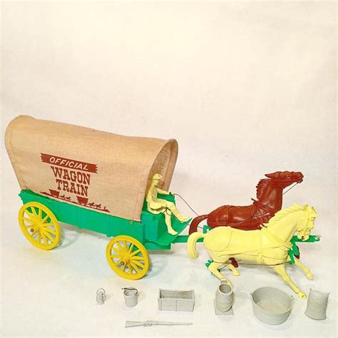 Vintage Marx Toys Pioneer Covered Wagon Set With Horses And Accessories