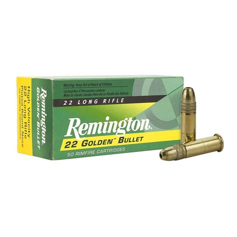 Remington 22 Golden Bullet 22 Long Rifle 40gr Brass Plated Hollow Point Rimfire Ammo 50 Rounds