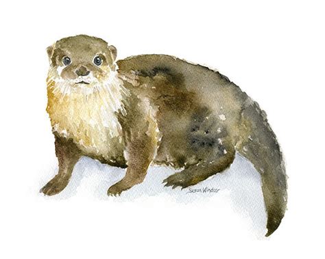 River Otter Watercolor Painting Giclee Reproduction Fine Art Etsy