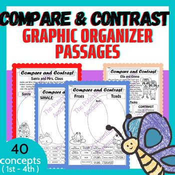 Compare And Contrast Graphic Organizers Anchor Charts Passages Worksheets