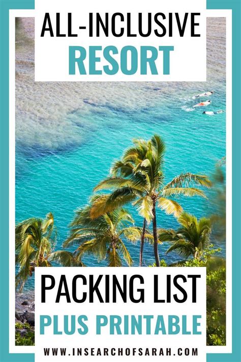 All Inclusive Resort Packing List Packing List For Vacation Beach