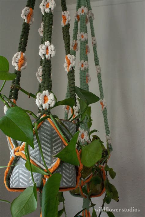 daisy chain macrame plant hanger wildflower studios