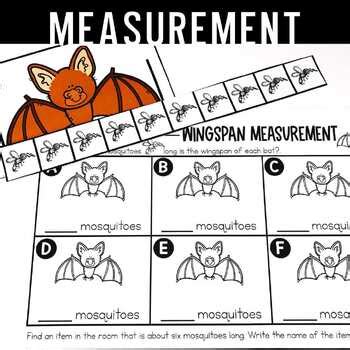 Bat Wingspan Nonstandard Measurement - 1st Grade Math Center by Renee Dooly