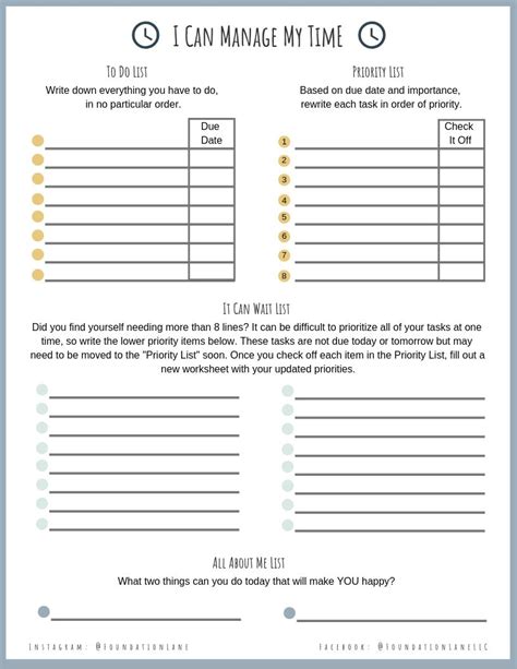 Prioritizing Tasks Worksheet Template