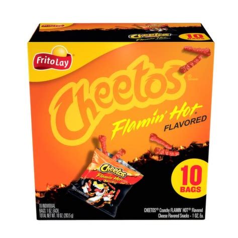 Cheetos Crunchy Cheese Flavored Snacks Flamin Hot Flavored 1 Oz 10